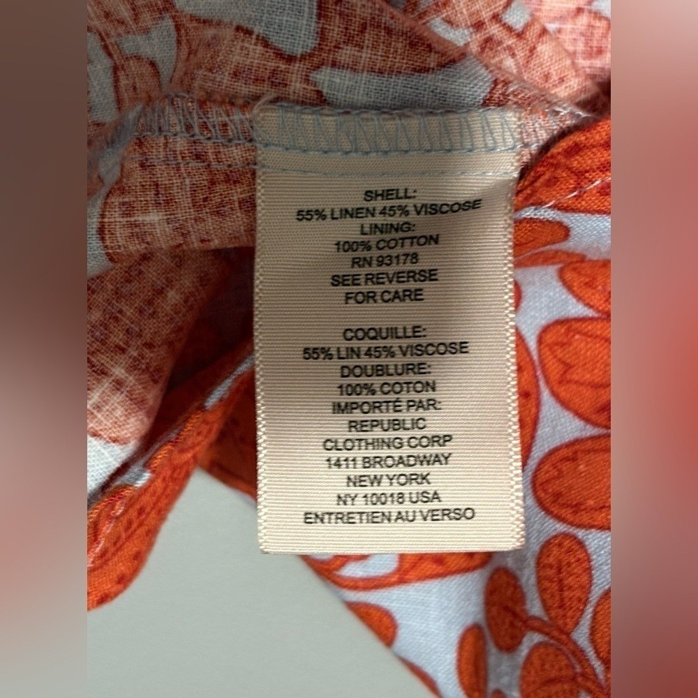 Philosophy Orange/Blue Floral Flutter Sleeve Printed Top Shirt NWT - Picture 9 of 11